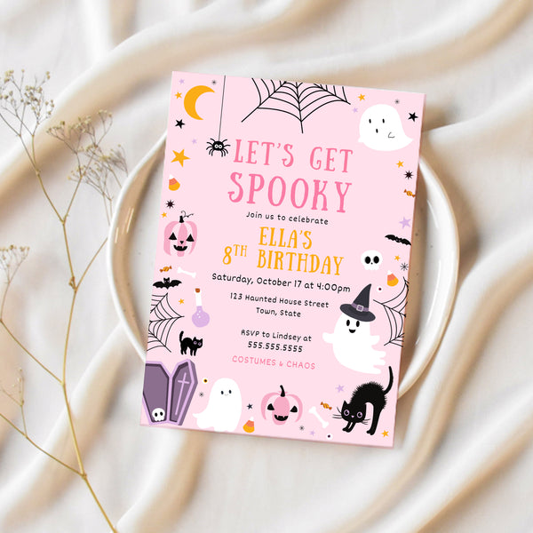 Halloween Birthday Invitation | Pink Birthday Invitation | Ollie + Hank
