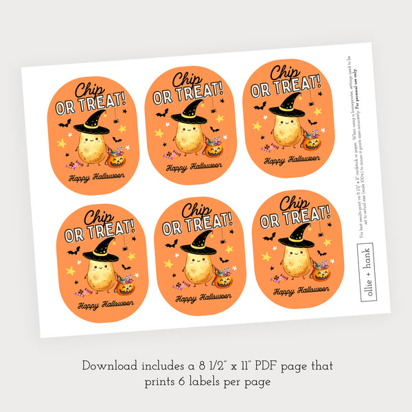Halloween Treat Bag Labels | Halloween Chip Labels | Ollie + Hank