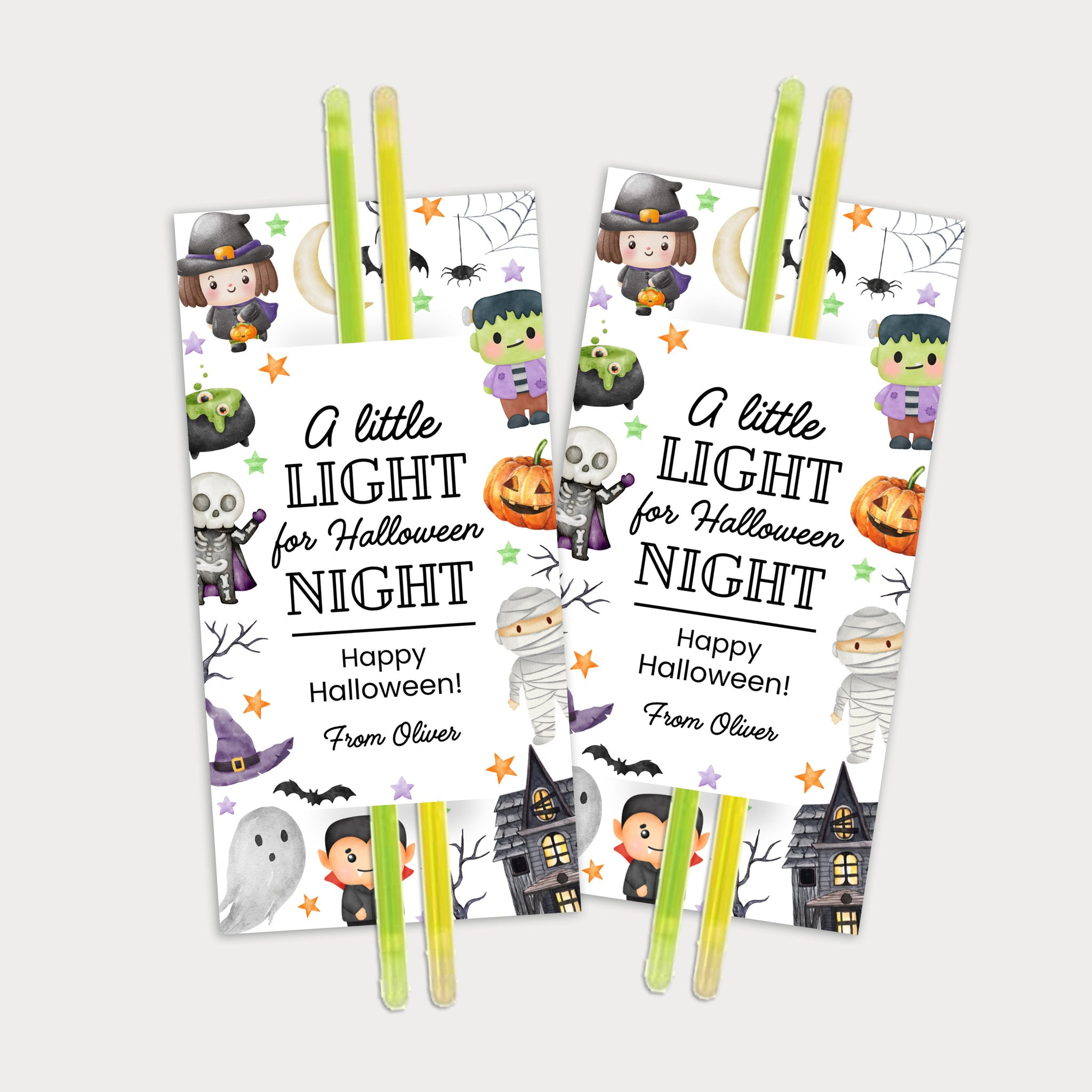 halloween gift tags printable | halloween glow stick tags | ollie +