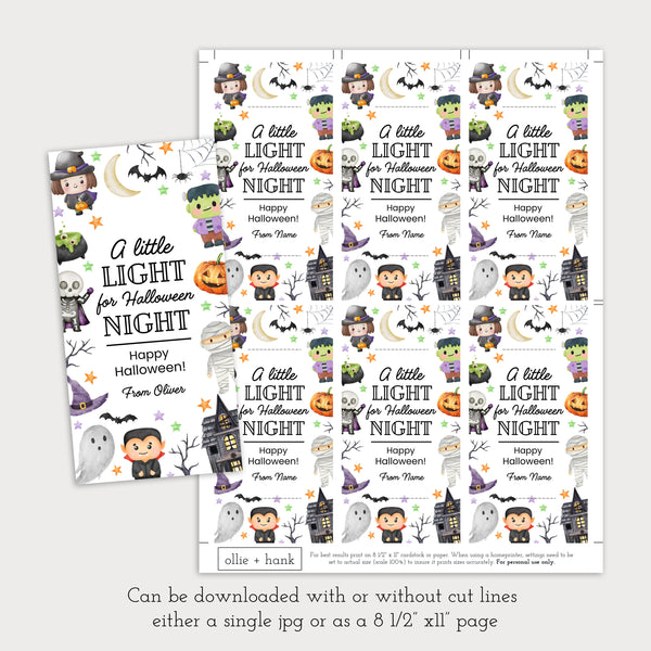 Halloween Gift Tags Printable | Halloween Glow Stick Tags | Ollie + Hank