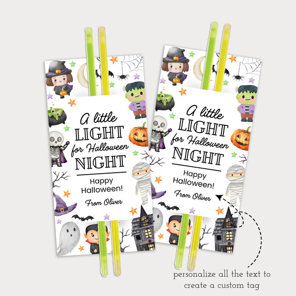 Halloween Gift Tags Printable | Halloween Glow Stick Tags | Ollie + Hank