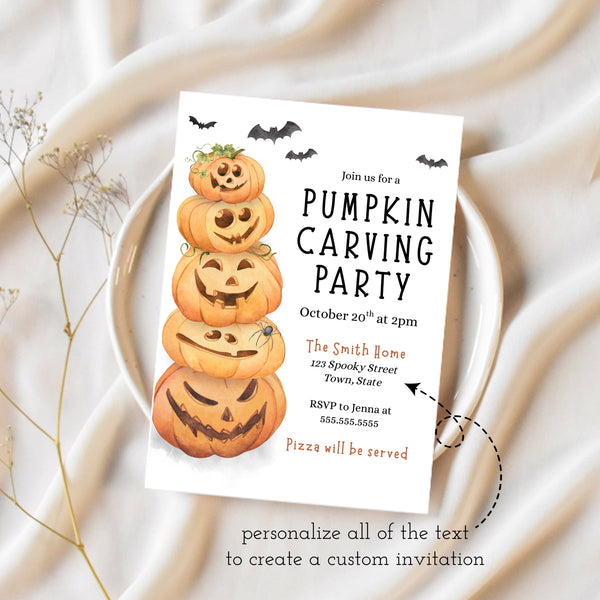 Pumpkin Carving Party | Halloween Invitation | Ollie + Hank