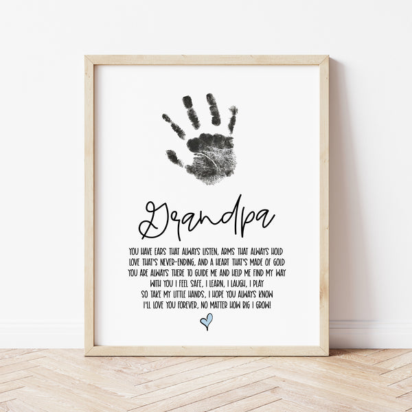 Handprint Art For Grandpa | Fathers Day Gift For Grandpa | Ollie + Hank