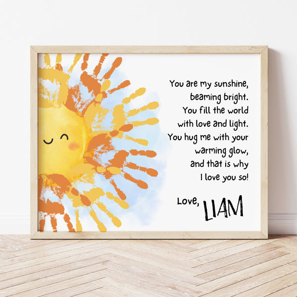 Handprint Mothers Day Craft | You Are My Sunshine Craft | Ollie + Hank