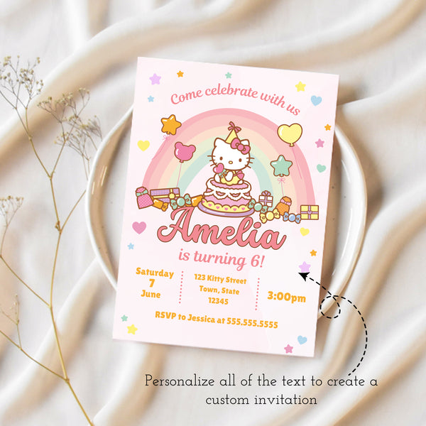 Kitty Party Invitation | Hello Kitty Birthday Invitation | Ollie + Hank