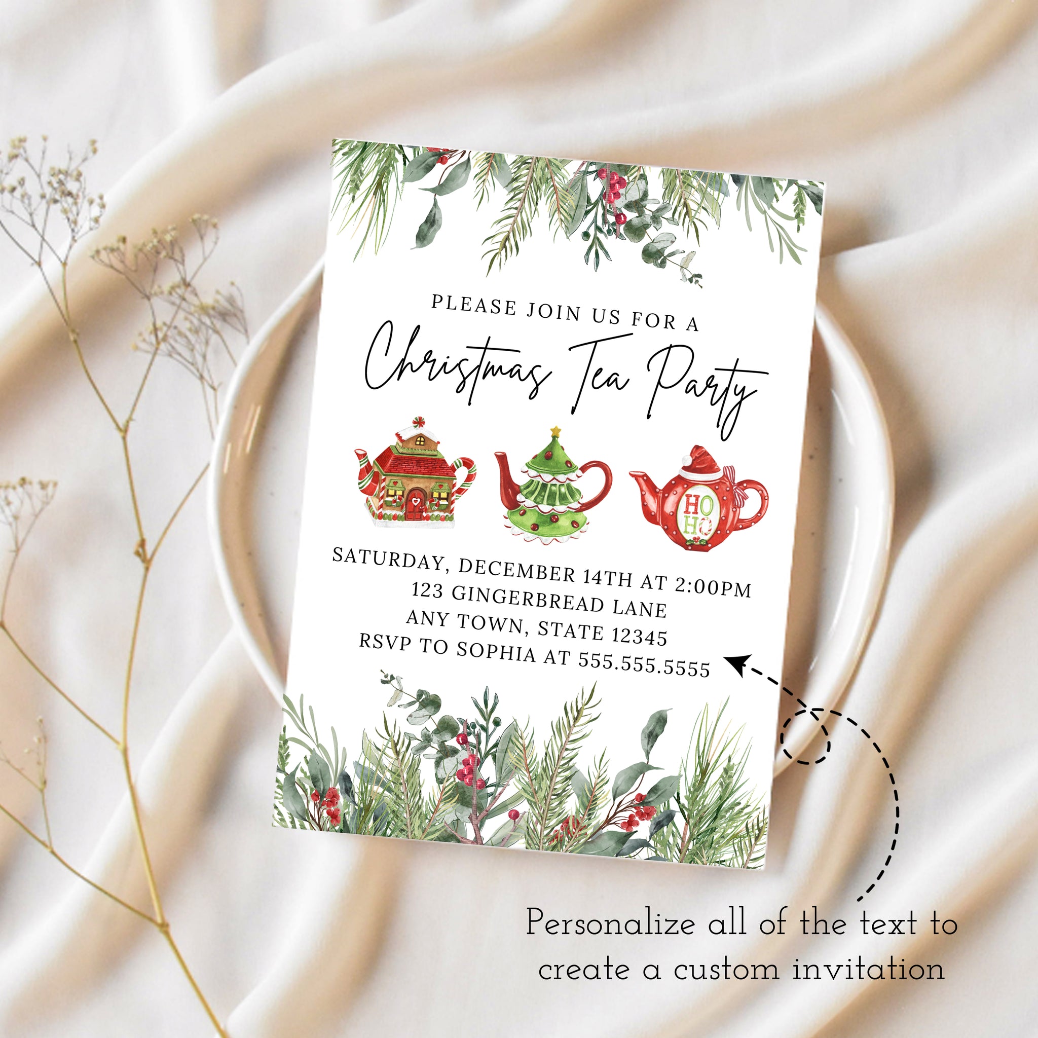 christmas tea party | holiday party invitation | ollie + hank