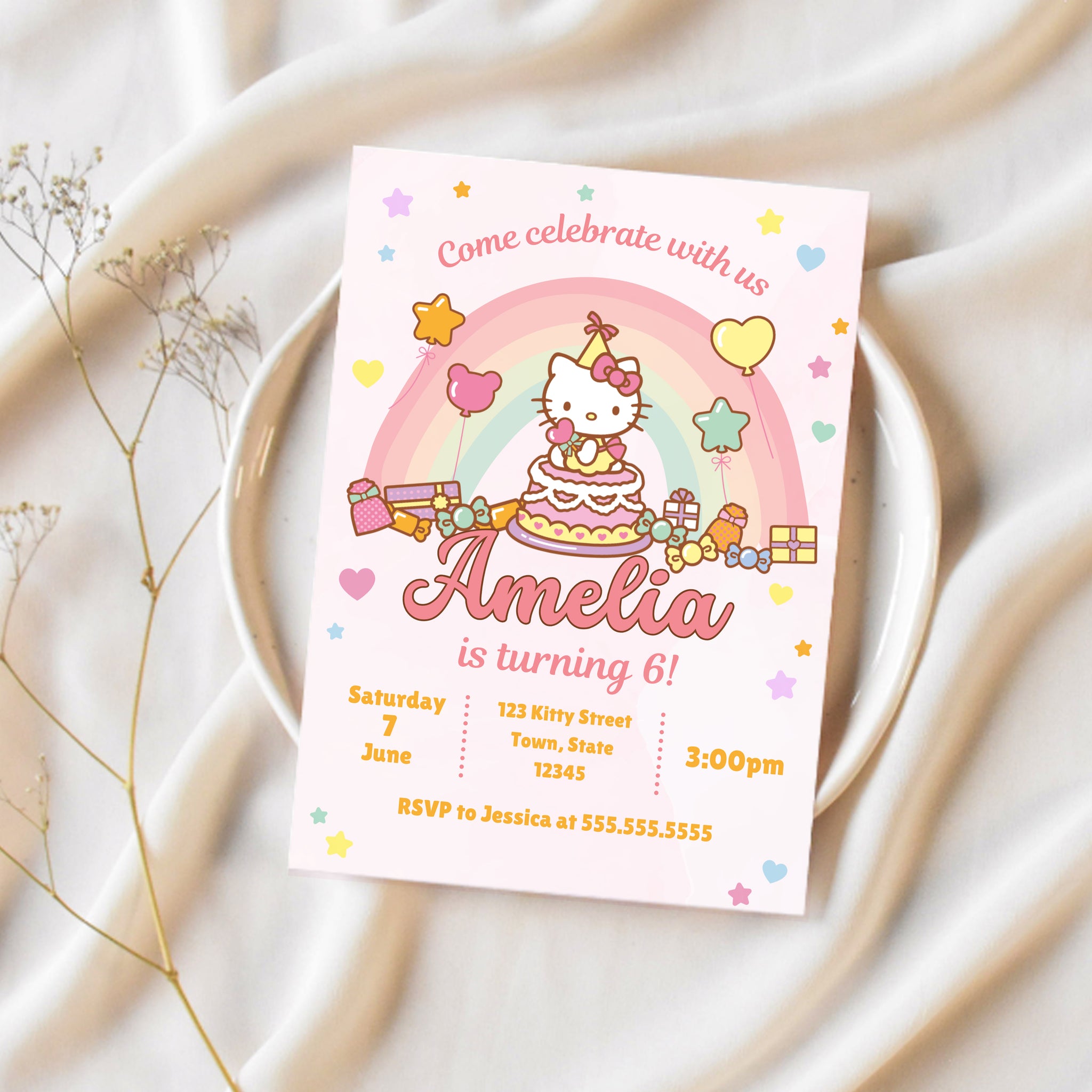 Kitty Party Invitation | Hello Kitty Birthday Invitation | Ollie + Hank