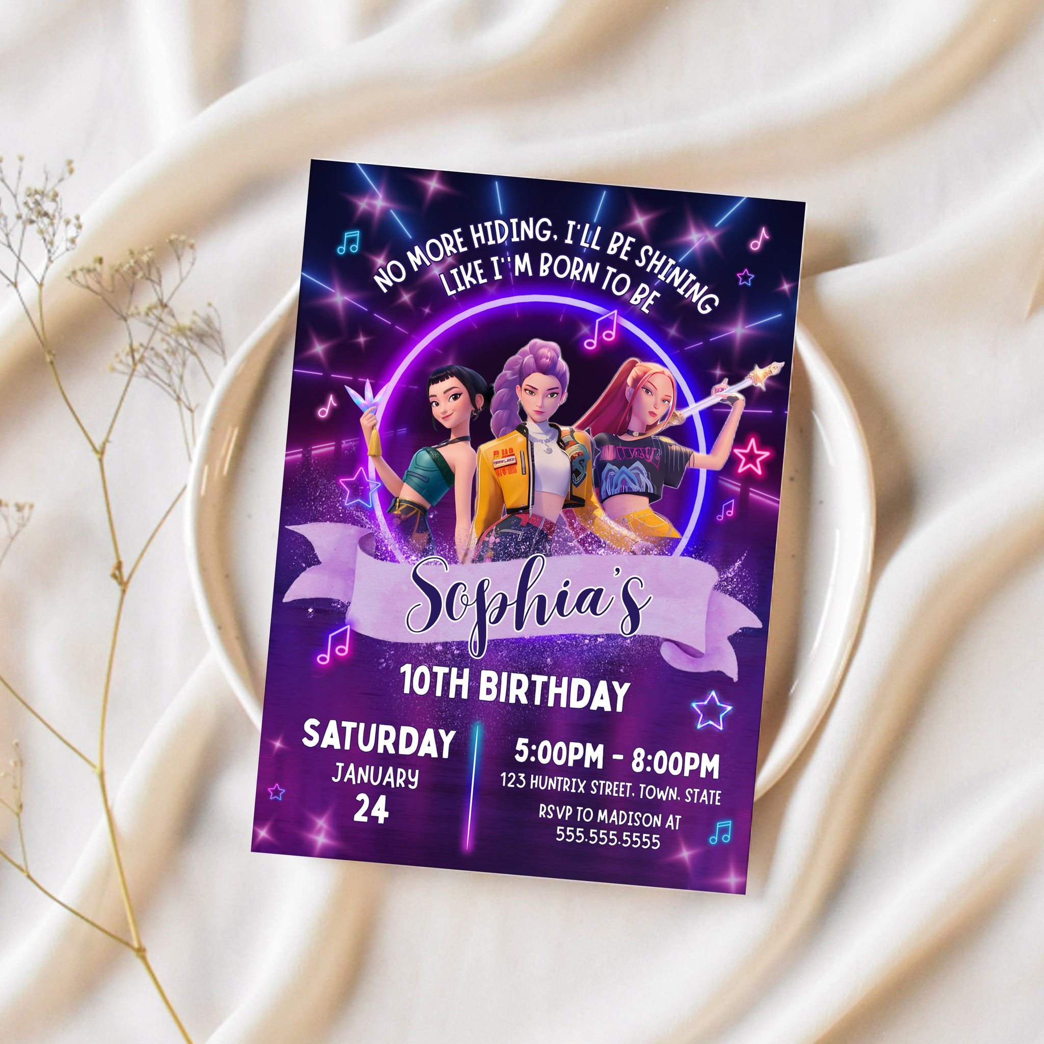 KPOP Demon Hunters Birthday | Huntrix Birthday Invitation | Ollie + Hank