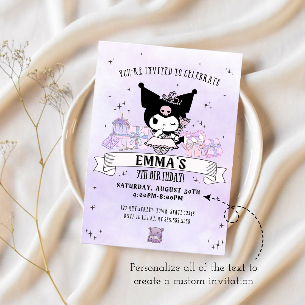 Kawaii Birthday Invitation | Kuromi Birthday | Ollie + Hank kawaii-birthday-invitation-kuromi-birthday-ollie-hank