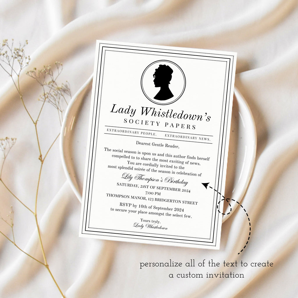 Lady Whistledown Society Papers Lady Whistledown Template Ollie + Hank