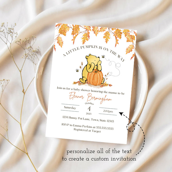 Winnie The Pooh Baby Shower Invitations | Little Pumpkin Baby Shower | Ollie + Hank