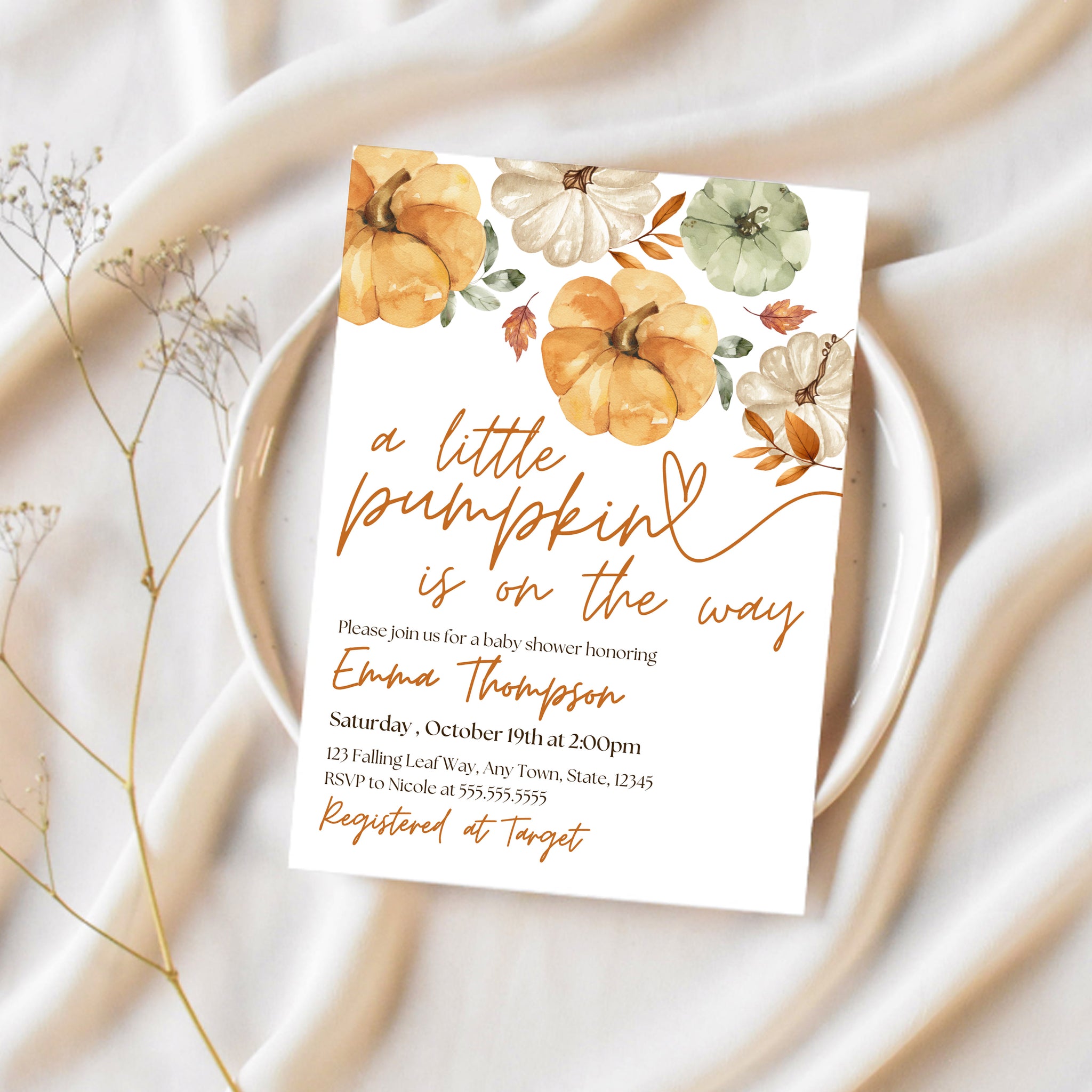 Little Pumpkin Baby Shower | Little Pumpkin Baby Shower Invites | Ollie + Hank