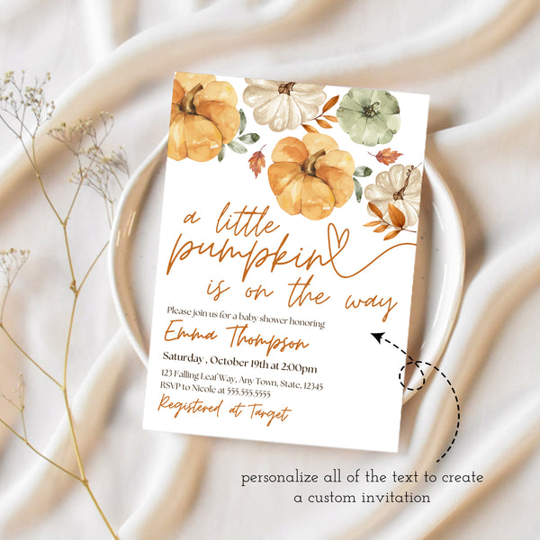 Little Pumpkin Baby Shower | Little Pumpkin Baby Shower Invites | Ollie + Hank