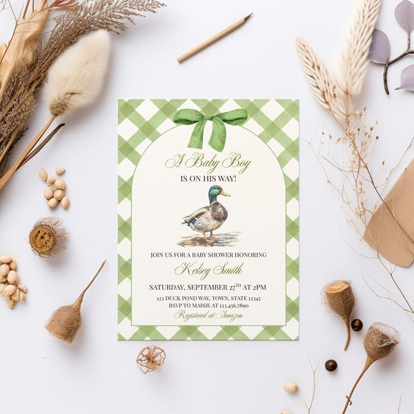 Duck Hunting Baby Shower | Mallard Duck Baby Shower Invitation | Ollie + Hank