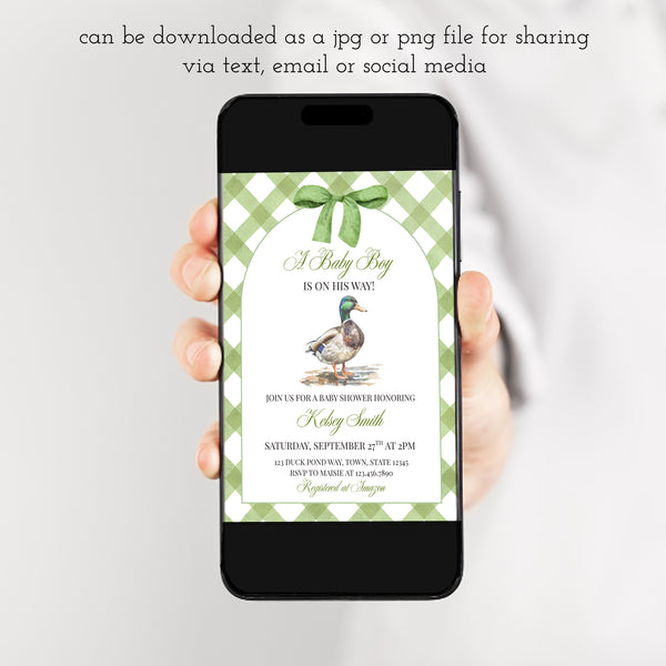 Duck Hunting Baby Shower | Mallard Duck Baby Shower Invitation | Ollie + Hank