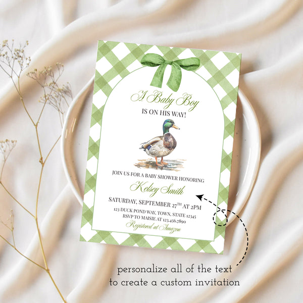 Duck Hunting Baby Shower | Mallard Duck Baby Shower Invitation | Ollie + Hank