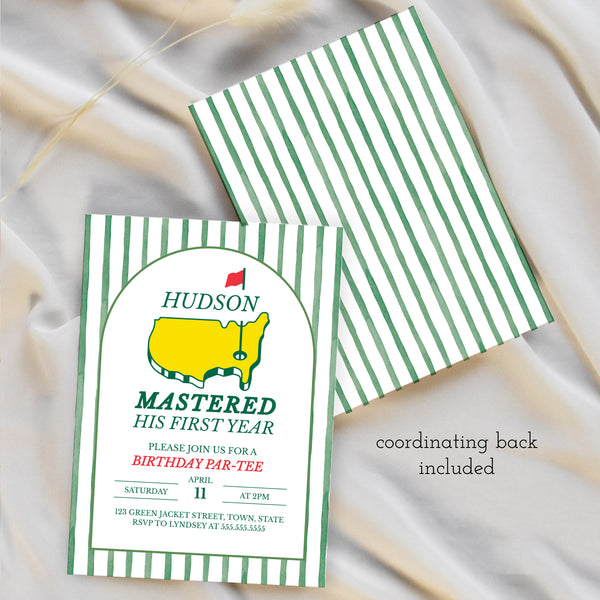 Masters First Birthday Party | Mastered His First Year Birthday Invitation | Ollie + Hank