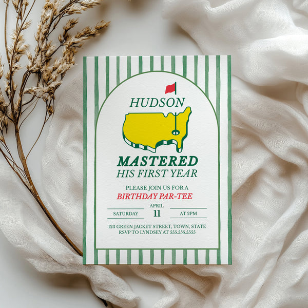Masters First Birthday Party | Mastered His First Year Birthday Invitation | Ollie + Hank