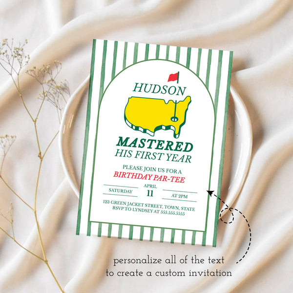 Masters First Birthday Party | Mastered His First Year Birthday Invitation | Ollie + Hank
