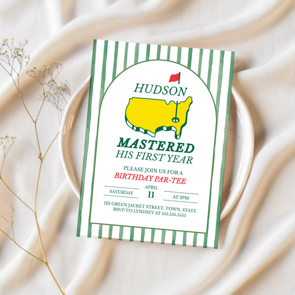 Masters First Birthday Party | Mastered His First Year Birthday Invitation | Ollie + Hank