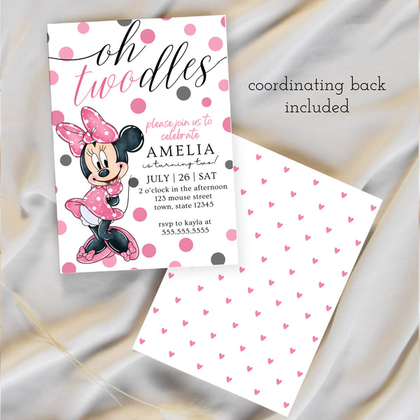 Oh Twodles Invitation | Minnie Mouse 2nd Birthday | Ollie + Hank