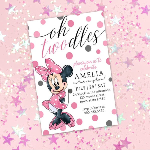 Oh Twodles Invitation | Minnie Mouse 2nd Birthday | Ollie + Hank