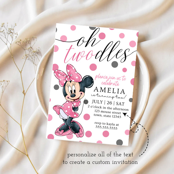 Oh Twodles Invitation | Minnie Mouse 2nd Birthday | Ollie + Hank