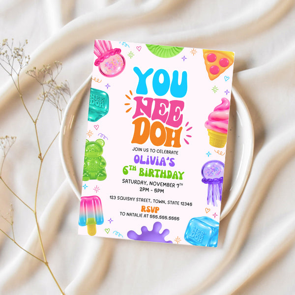 Needoh Birthday Invitation | Squishy Birthday Party | Ollie + Hank