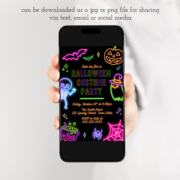 Halloween Costume Party Invitation | Neon Party Invitation | Ollie + Hank