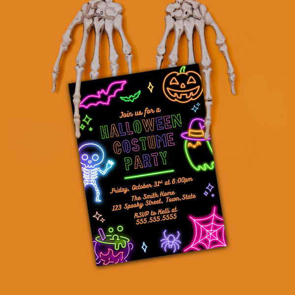 Halloween Costume Party Invitation | Neon Party Invitation | Ollie + Hank