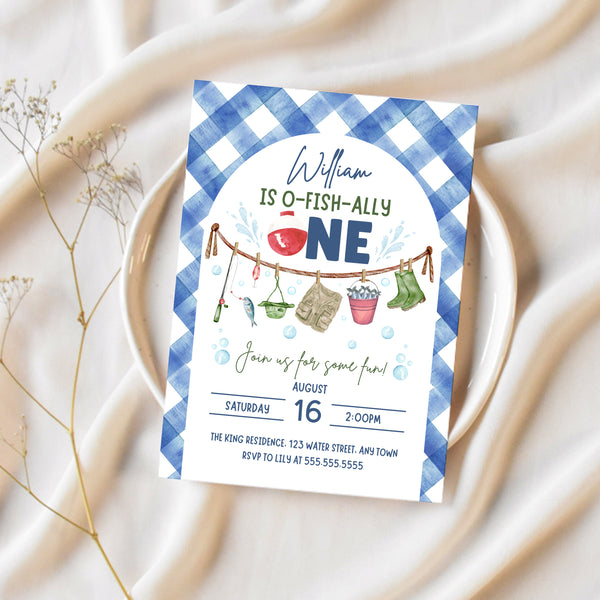Ofishally One Invitations | Fishing Birthday Party | Ollie + Hank