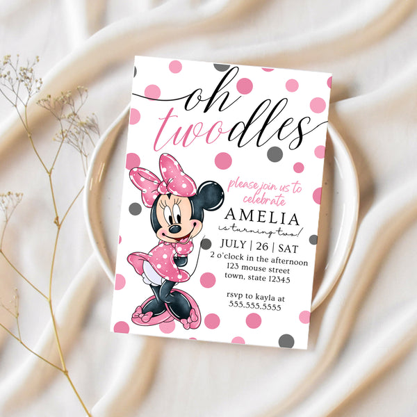 Oh Twodles Invitation | Minnie Mouse 2nd Birthday | Ollie + Hank