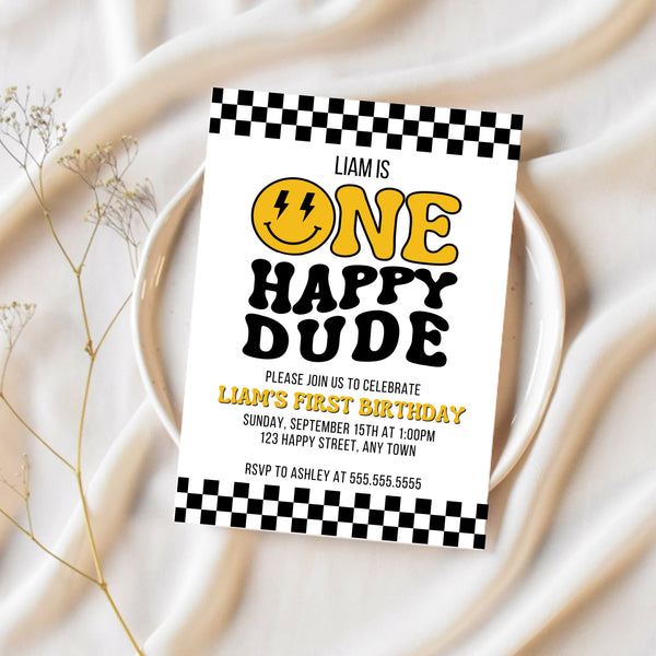 One Happy Dude Birthday | First Birthday Invitation Template | Ollie + Hank