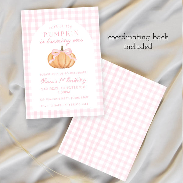 First Birthday Invitation | Our Little Pumpkin Is Turning One | Ollie + Hank