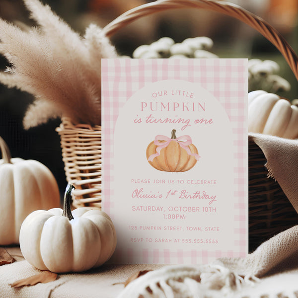 First Birthday Invitation | Our Little Pumpkin Is Turning One | Ollie + Hank