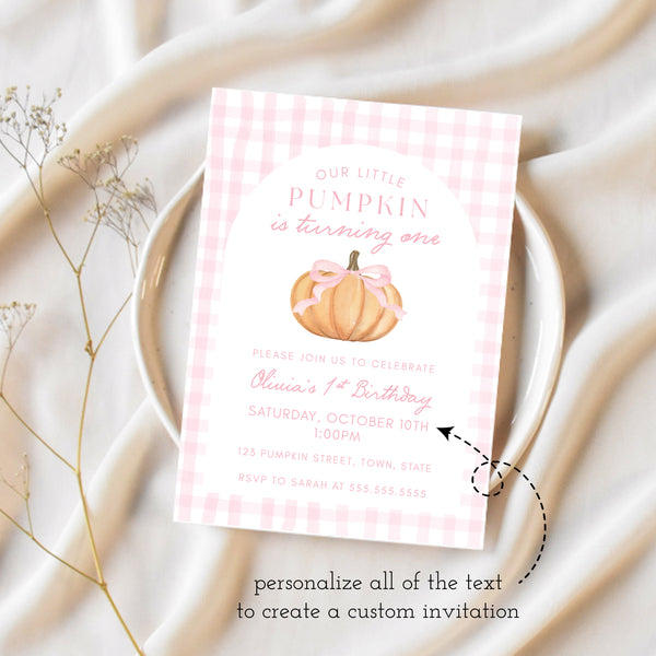 First Birthday Invitation | Our Little Pumpkin Is Turning One | Ollie + Hank