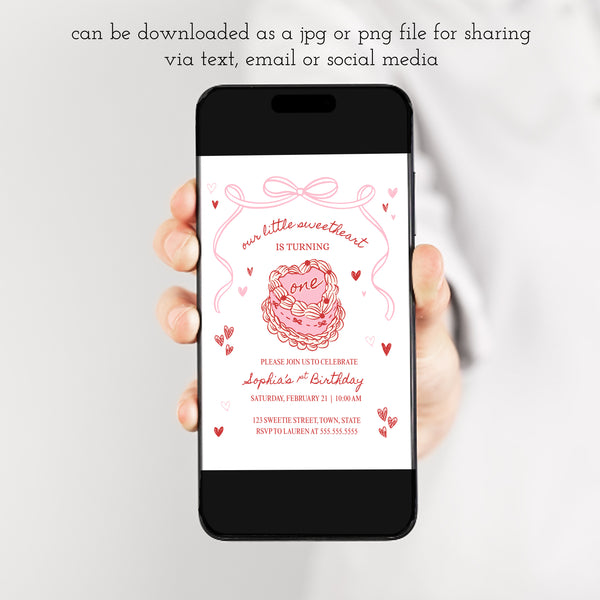 1st Birthday Invitation Card | Our Little Sweetheart Is Turning One | Ollie + Hank