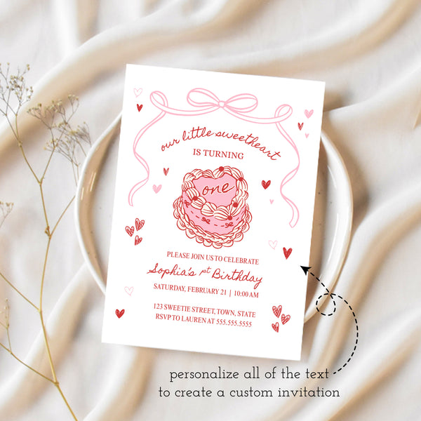 1st Birthday Invitation Card | Our Little Sweetheart Is Turning One | Ollie + Hank