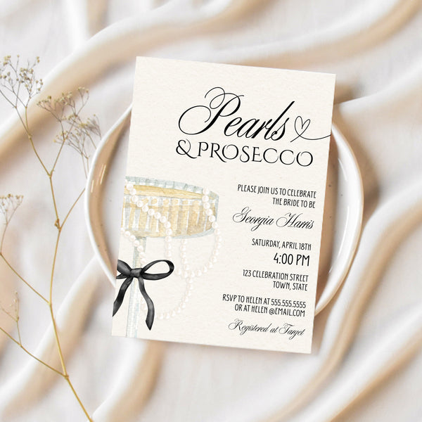 Pearls And Prosecco Bridal Shower | Bridal Shower Invitation | Ollie + Hank