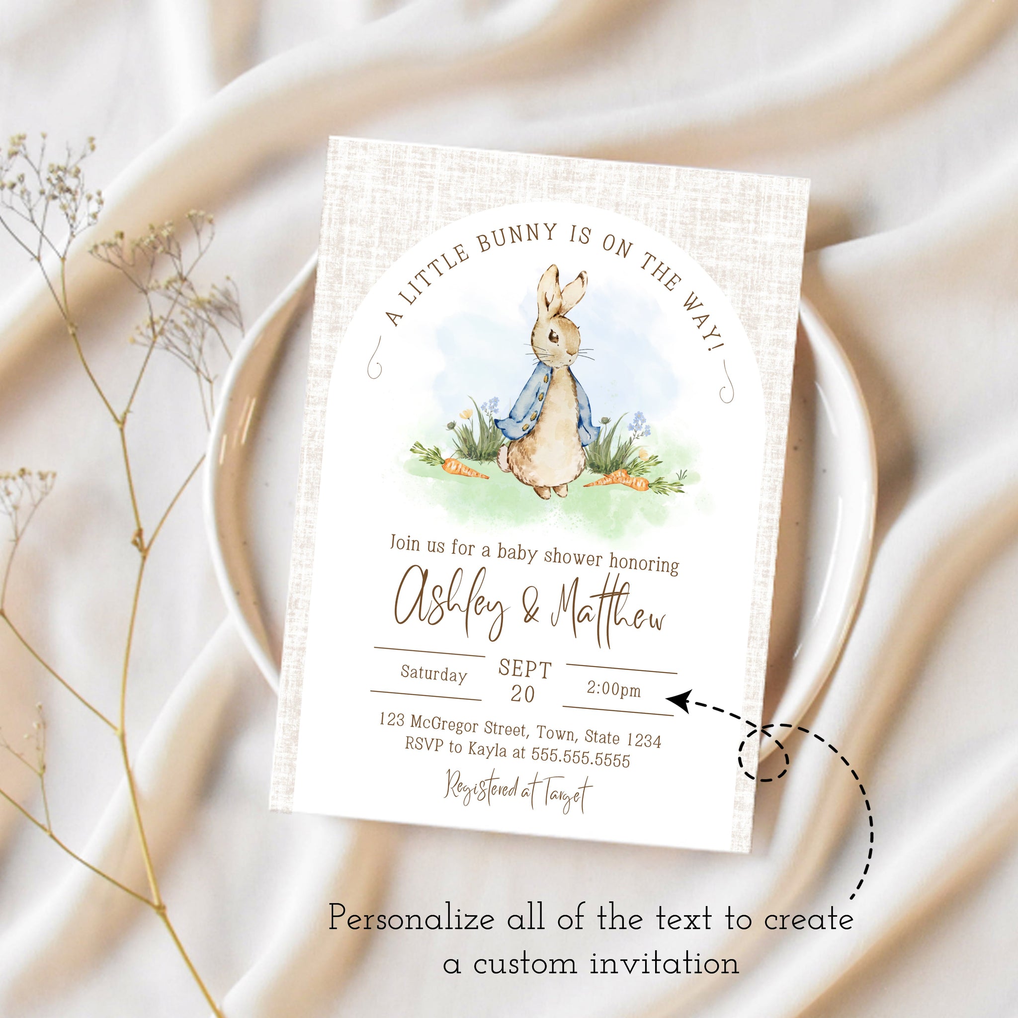 Bunny Baby Shower Custom Invitations Bunny Baby Girl Baby Shower