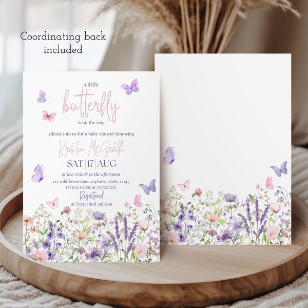 Butterfly Baby Shower Invitations | Pink And Purple Butterfly Baby Shower | Ollie + Hank