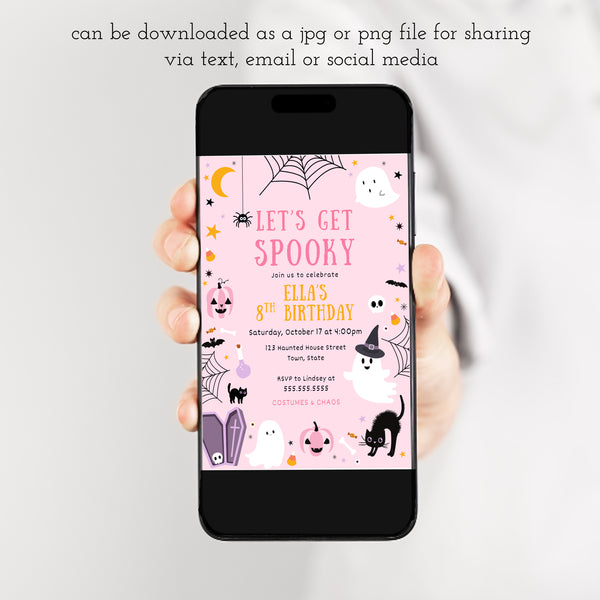 Halloween Birthday Invitation | Pink Birthday Invitation | Ollie + Hank