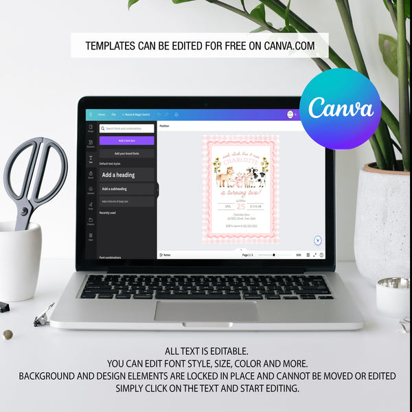 Farm Birthday Invitation | Pink Barnyard Birthday Party | Ollie + Hank