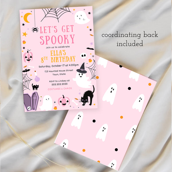 Halloween Birthday Invitation | Pink Birthday Invitation | Ollie + Hank