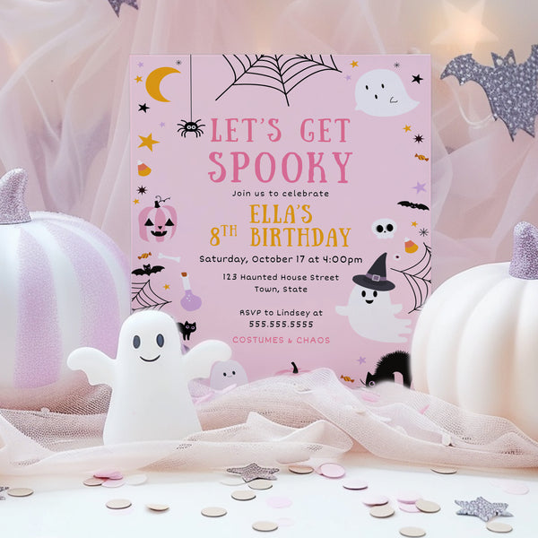Halloween Birthday Invitation | Pink Birthday Invitation | Ollie + Hank
