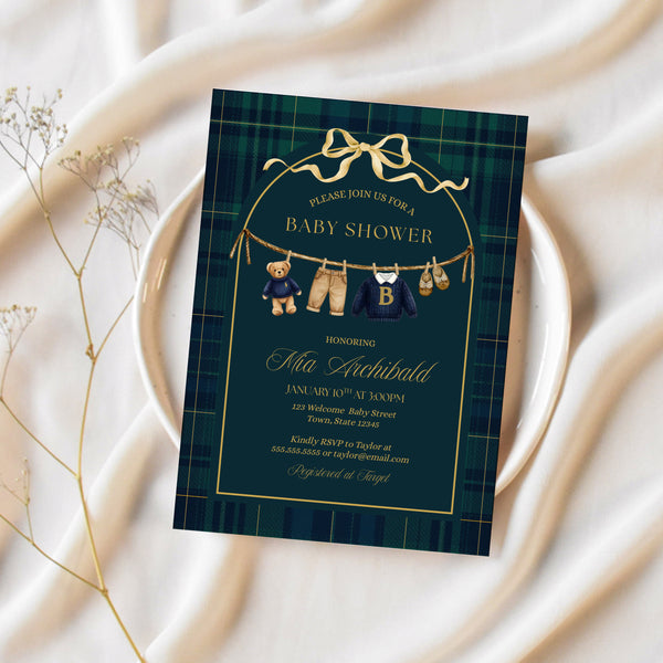 Polo Teddy Bear Baby Shower Invitation | Ralph Lauren Baby Shower | Ollie + Hank