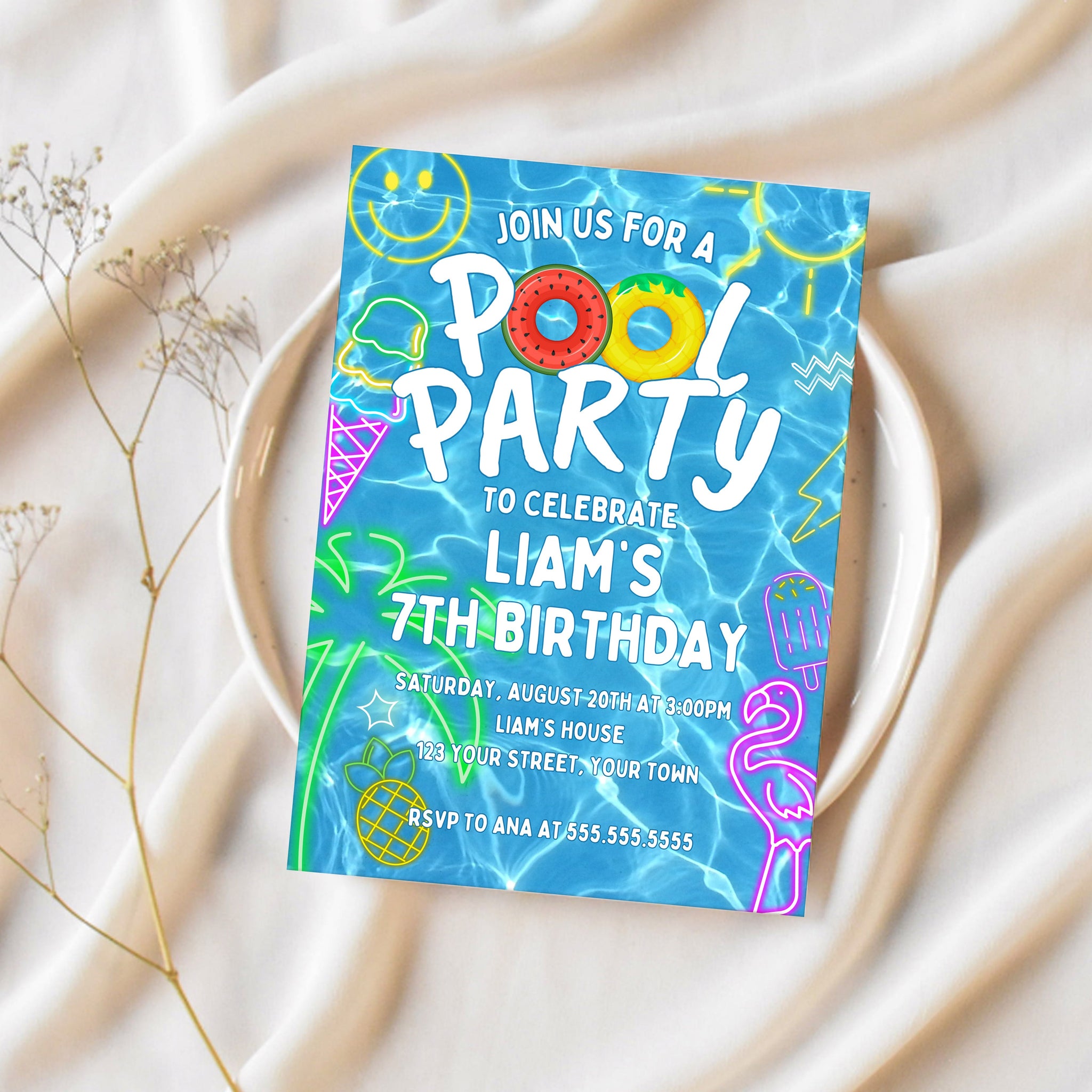 Pool Party Invitations | Editable | Printable | Ollie + Hank