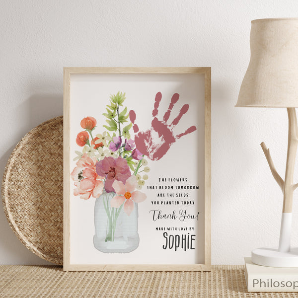 Pre K Teacher Gifts | Flower Handprint Craft | Ollie + Hank