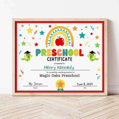 Preschool Graduation Certificate | Editable | Printable | Ollie + Hank