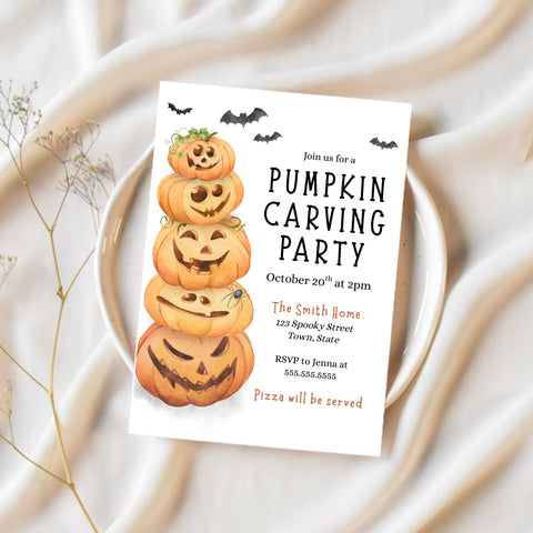 Pumpkin Carving Party | Halloween Invitation | Ollie + Hank